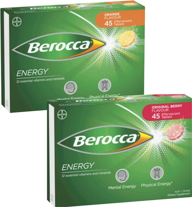 Berocca Energy Effervescent Tablets 45 Pack^