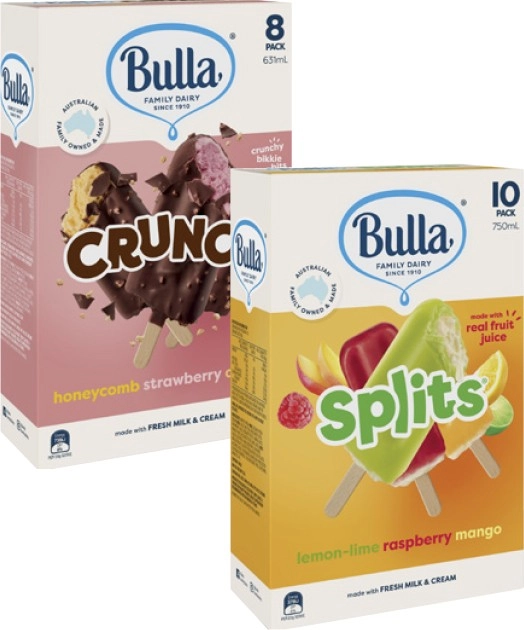 Bulla Splits or Crunch 8 Pack-14 Pack 400mL-750mL