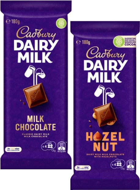 Cadbury Dairy Milk Block Chocolate 150g-190g