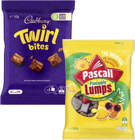 Cadbury or Europe Bites 120g-160g or Pascall Chocolate Bites 160g-185g