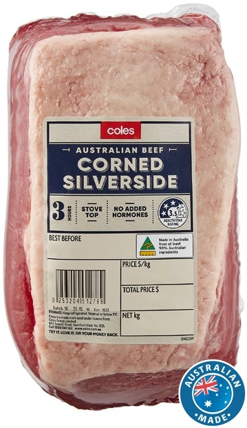 Coles Australian No Added Hormones Beef Corned Silverside