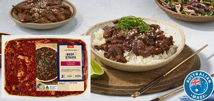 Coles Australian No Added Hormones Beef Strips with Bulgogi Marinade 500g