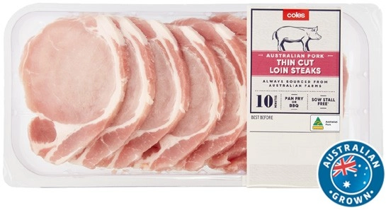 Coles Australian Pork Loin Steaks Thin Cut 500g