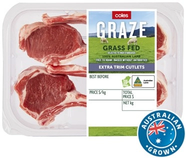 Coles GRAZE Grass Fed Lamb Cutlets