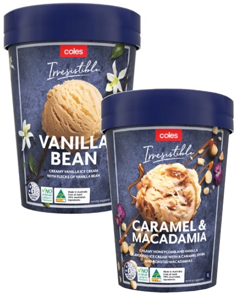 Coles Irresistible Ice Cream 1 Litre