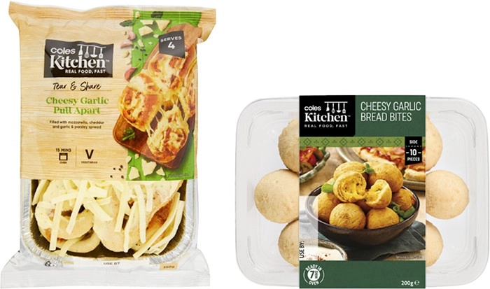 Coles Kitchen Cheesy Garlic Pull Apart 350g or Cheesy Garlic Bread Bites 200g