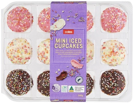 Coles Mini Iced Cupcakes 240g