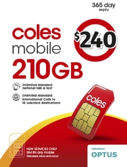 Coles Mobile $240 SIM