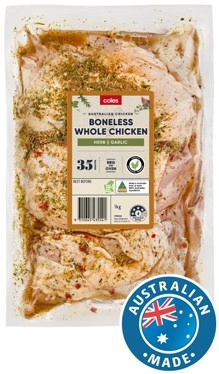 Coles RSPCA Approved Chicken Boneless Herb & Garlic 1kg