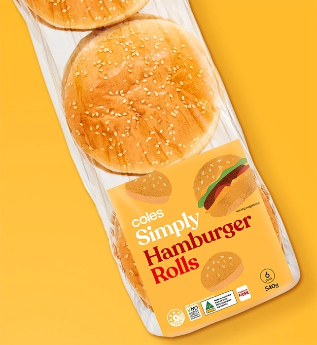 Coles Simply Hamburger Rolls 6 Pack 540g