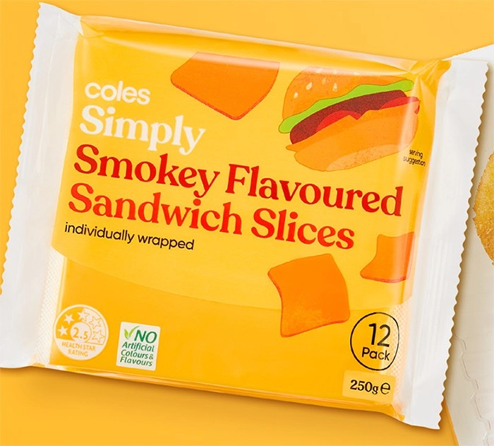 Coles Simply Smokey Flavoured Sandwich Slices 12 Pack 250g