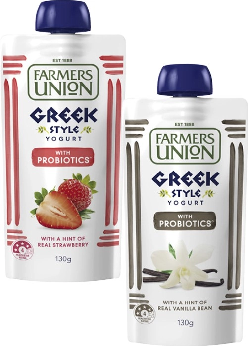 Farmers Union Greek Style Yogurt Pouch 130g