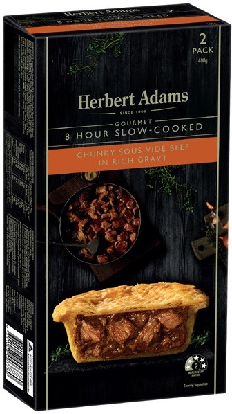 Herbert Adams Slow Cooked Beef Pies 2 Pack 400g-420g