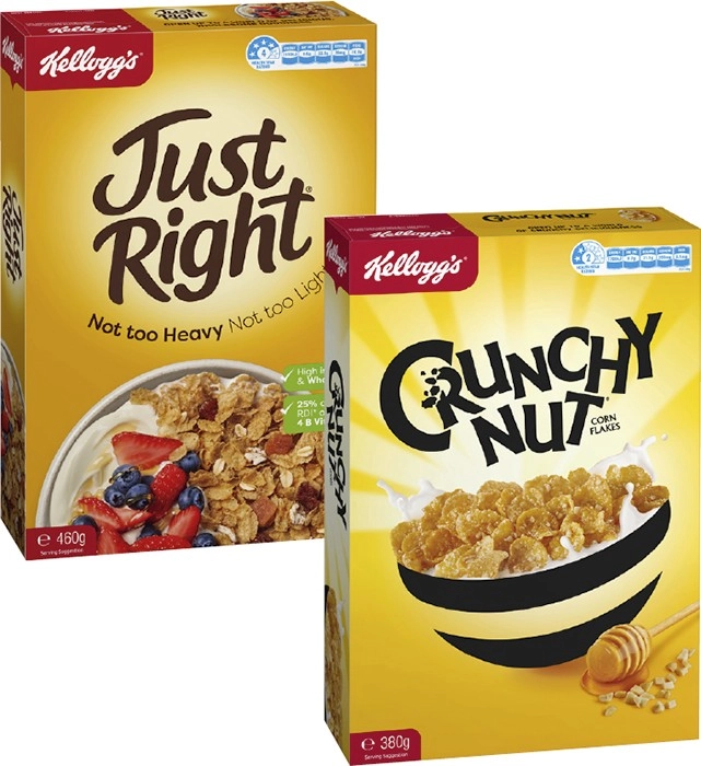 Kellogg's Crunchy Nut Corn Flakes 380g or Just Right 460g