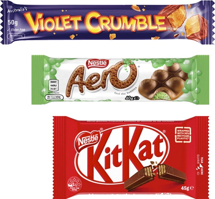 Nestlé Chocolate Bar 35g-50g or Violet Crumble Chocolate Bar 50g