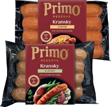 Primo Reserve Kransky Classic or Cheese 250g