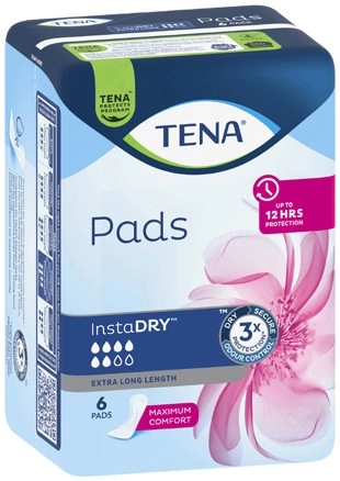 Tena Lady Insta Dry Incontinence Extra Long Pads 6 Pack