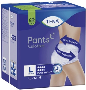 Tena Plus Incontinence Night Pants Size Large 12 Pack