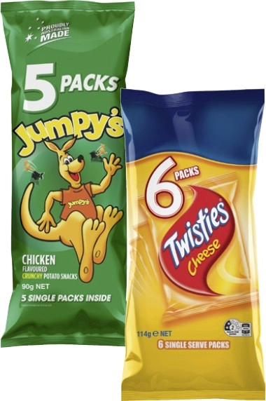 Twisties 6 Pack or Jumpy's 5 Pack