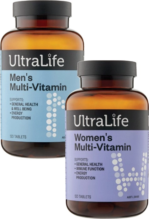 UltraLife Men's or Women's Multi-Vitamin Tablets 120 Pack^