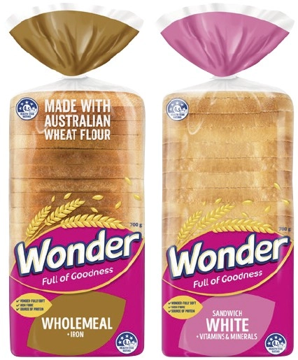 Wonder White or Wholemeal Bread 680-700g Selected Varieties