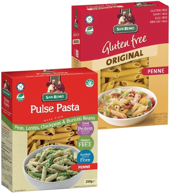 San Remo Gluten Free 250‑350g, Pulse or Pasta Pro 250g Pasta Selected Varieties