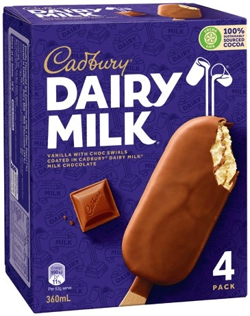 Cadbury or Oreo Ice Cream 4 Pack Selected Varieties