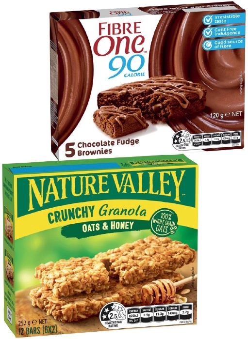 Fibre One 90 Calorie Bar 100‐120g or Nature Valley Protein or Crunchy Oat Bars 152‐252g Selected Varieties