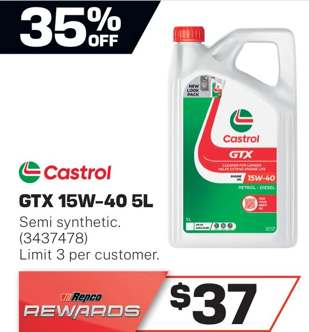 Castrol GTX 15W-40 Engine Oil 5L - 3437478