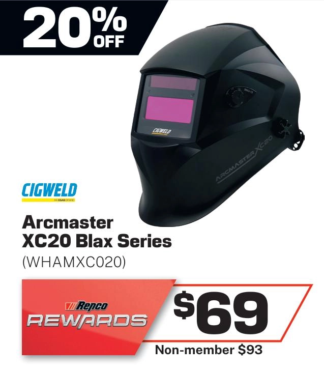 Cigweld Arcmaster Welding Helmet XC20 Blax Series - WHAMXC020