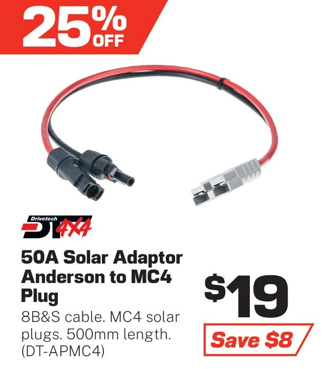 Drivetech 4x4 50A Anderson Plug to MC4 Plug - DT-APMC4