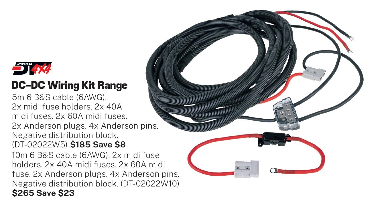 Drivetech 4x4 DC-DC Wiring Kit Range