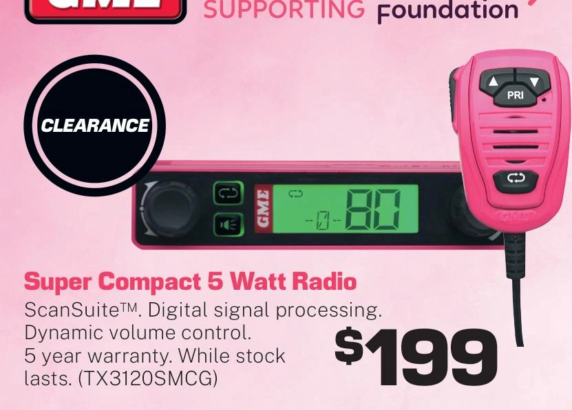 GME TX3120S UHF CB Radio Limited Edition McGrath Foundation Pink - TX3120SMCG