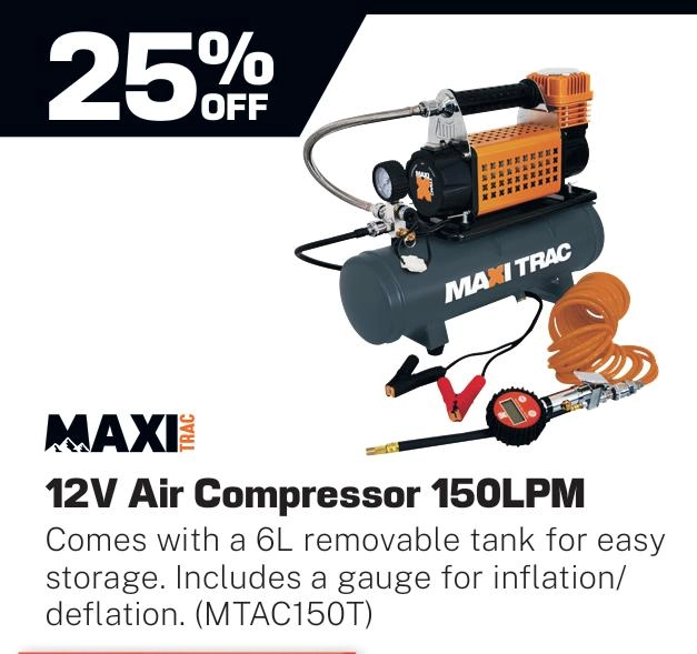 MaxiTrac 150LPM Air Compressor & 6L Tank - MTAC150T