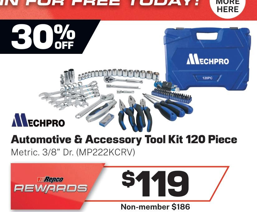 Mechpro 120 Piece Automotive Tool Kit - MP222KCRV