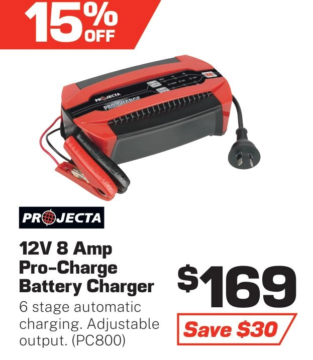 Projecta Pro-Charge Battery Charger 12v 8 Amp 6 Stage - PC800