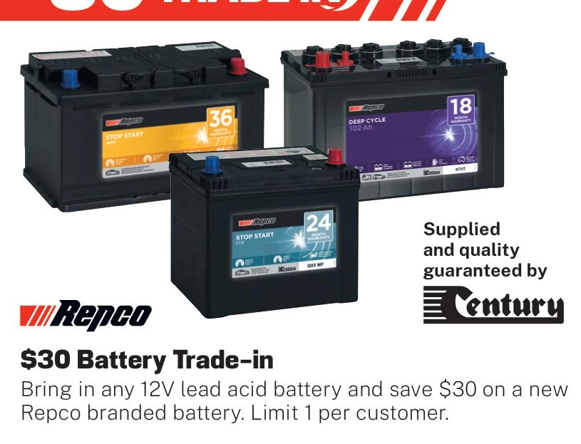 Repco $30 Battery Trade-in