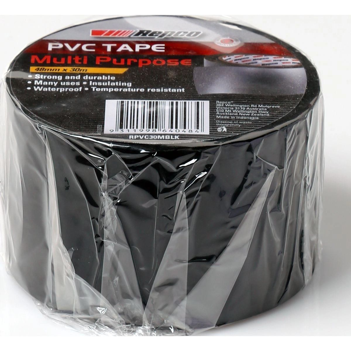 Repco PVC Multi Purpose Tape 48mm x 30m Black - RPVC30MBLK