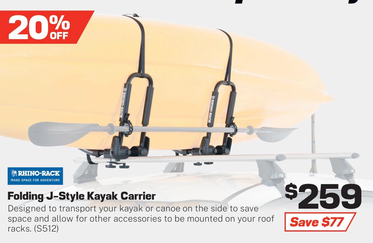 Rhino Rack Folding J-Style Kayak Carrier - S512