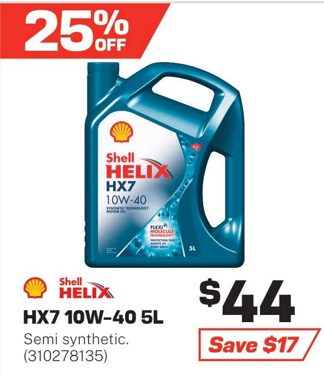 Shell Helix HX7 10W-40 Engine Oil SN+ 5L - 310278135