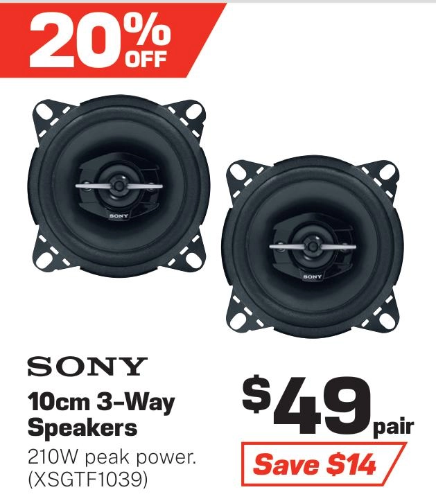 Sony 4 Inch 3-Way 210W Car Speakers - XSGTF1039