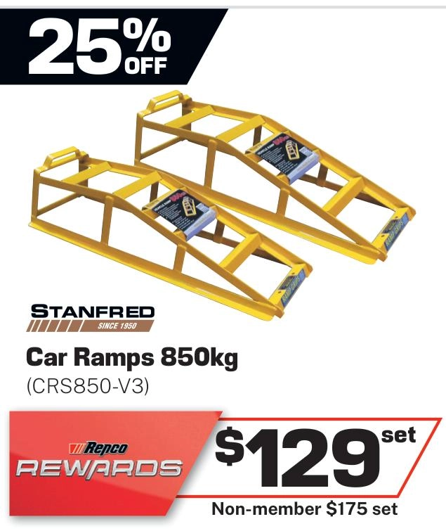 Stanfred Car Ramps Set 850kg (Made in Australia) - CRS850-V3