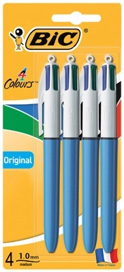 BIC 4 Colour Ballpoint Pens 4 Pack