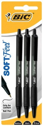 BIC SoftFeel Retractable Ballpoint Pens 3 Pack