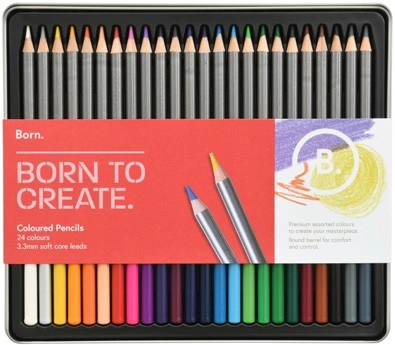 Born 24 Pack Colour & Watercolour Pencils