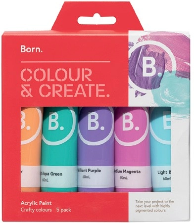 Born 5 Pack Acrylic Paint 60mL - Crafty Colours