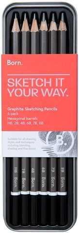 Born 6 Pack Graphite Pencils