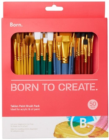 Born Taklon Paint Brushes 50 Pack