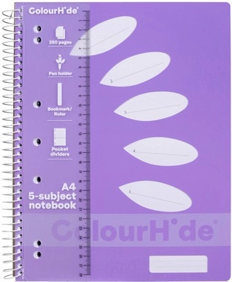 ColourHide A4 250 Page 5 Subject Notebook