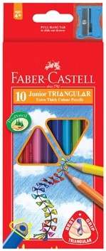 Faber-Castell 10 Pack Junior Thick Triangular Coloured Pencils